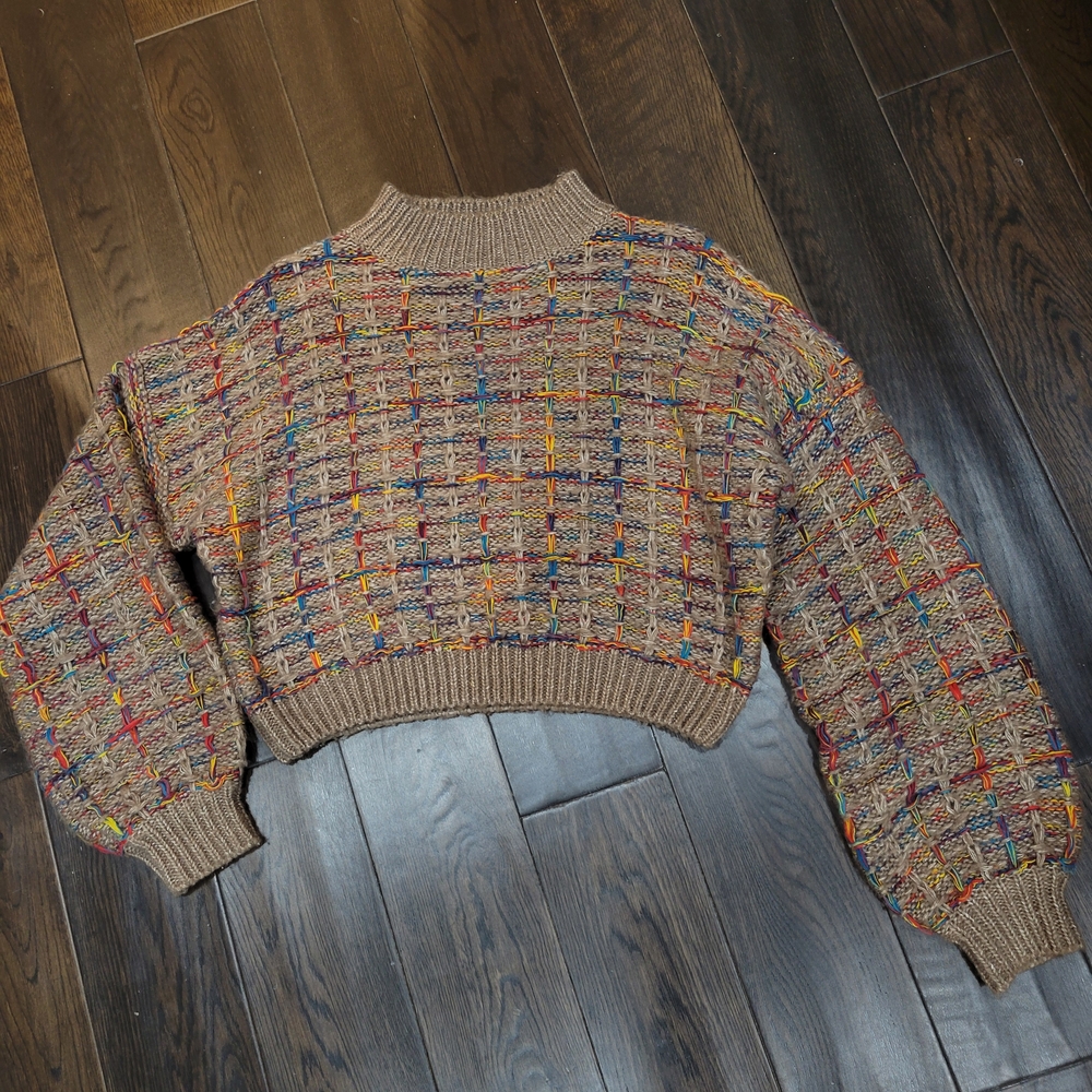 Multicolor Knit Cropped Sweater - Picture 2 of 7